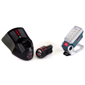 Bosch Akku Lampe GLI 12V-330 DeciLED + 1 x 2,5 Ah Akku + Ladegerät