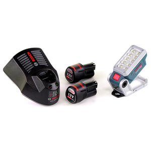 Lampa akumulatorowa Bosch GLI 12V-330 DeciLED + 2 x akumulator 3,0 Ah + ładowarka