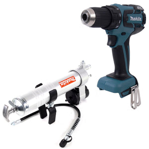 Makita DDF 459 Z 18 V Brushless Li-ion Akku Bohrschrauber Solo + Makita Fettpresse passend zu 1/4" Innensechskant Aufnahme