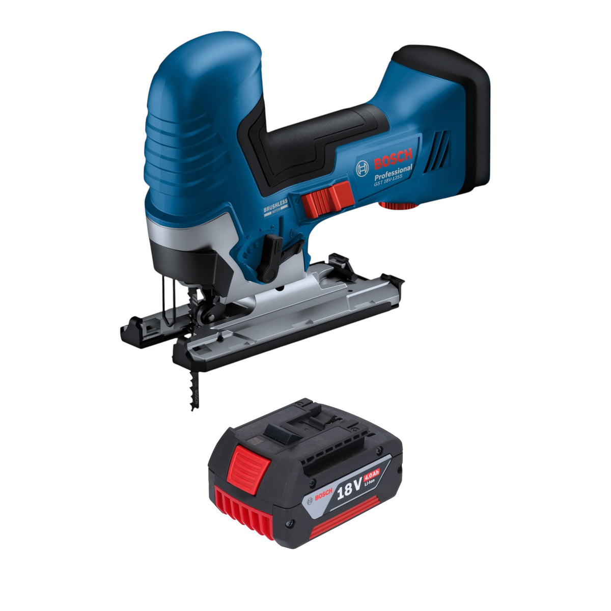 Bosch GST 18V-125 S Profesjonalna wyrzynarka akumulatorowa 18 V 125 mm bezszczotkowa + 1x akumulator 4,0 Ah - bez ładowarki