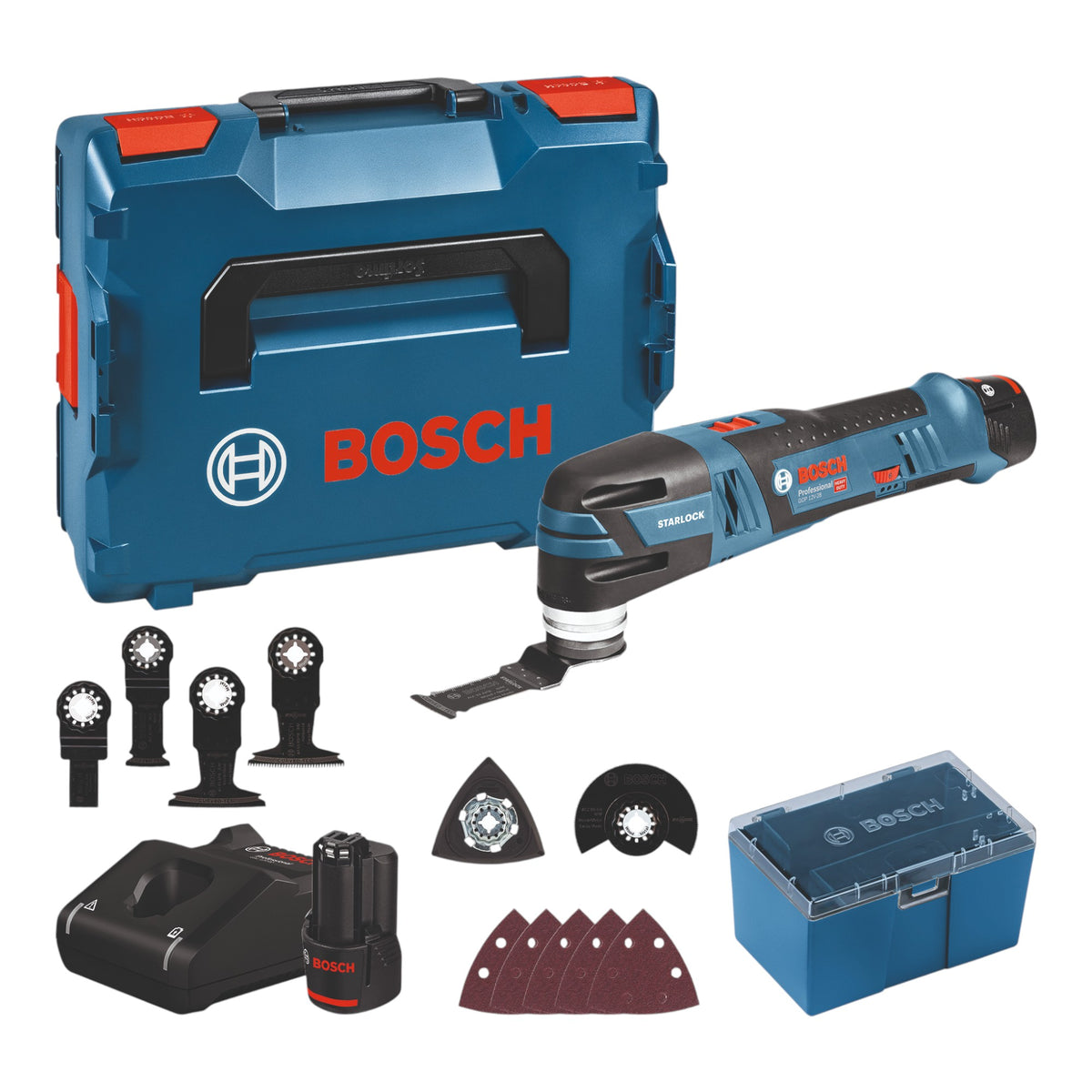 Akumulatorowa przecinarka wielofunkcyjna Bosch GOP 12V-28 Professional 12 V ( 06018B5006 ) + 2x akumulator 3,0 Ah + ładowarka + L-Boxx