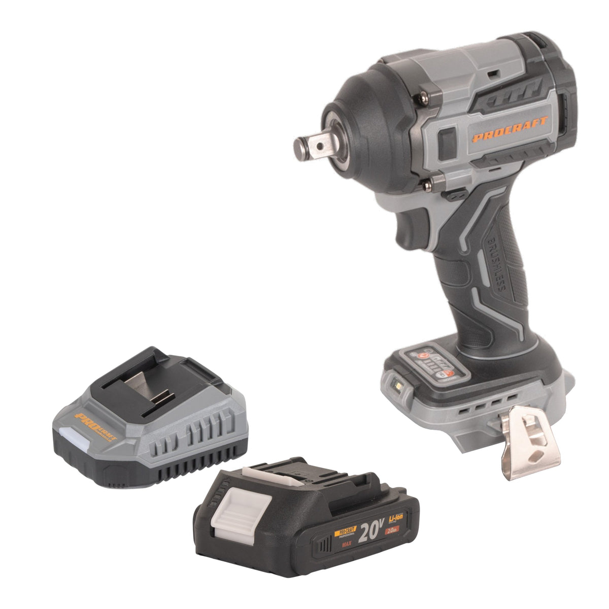Procraft Industrial IW550Abb akumulatorowy klucz udarowy 20 V 550 Nm 1/2" + 1x akumulator 2,0 Ah + ładowarka