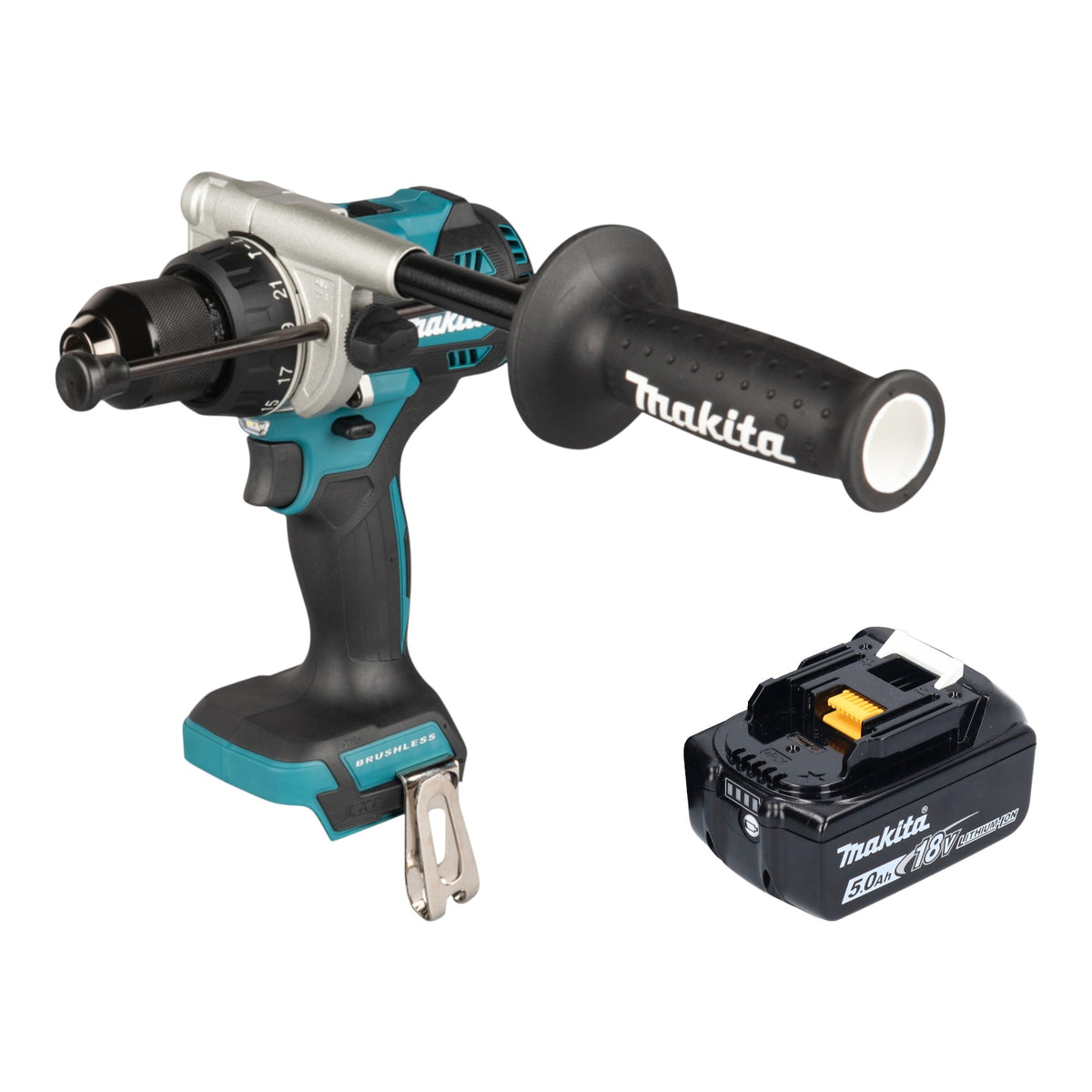 Makita DHP 492 T1 akumulatorowa wiertarko-wkrętarka udarowa 18 V 141 Nm bezszczotkowa + 1x akumulator 5,0 Ah - bez ładowarki