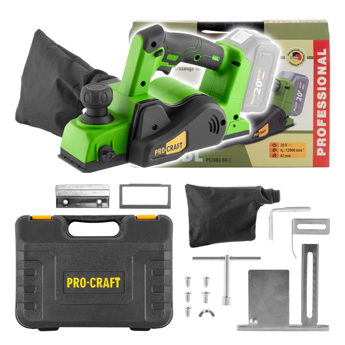 Strug akumulatorowy Procraft PE20BLbb 20 V 2 mm bezszczotkowy + walizka - bez akumulatora, bez ładowarki