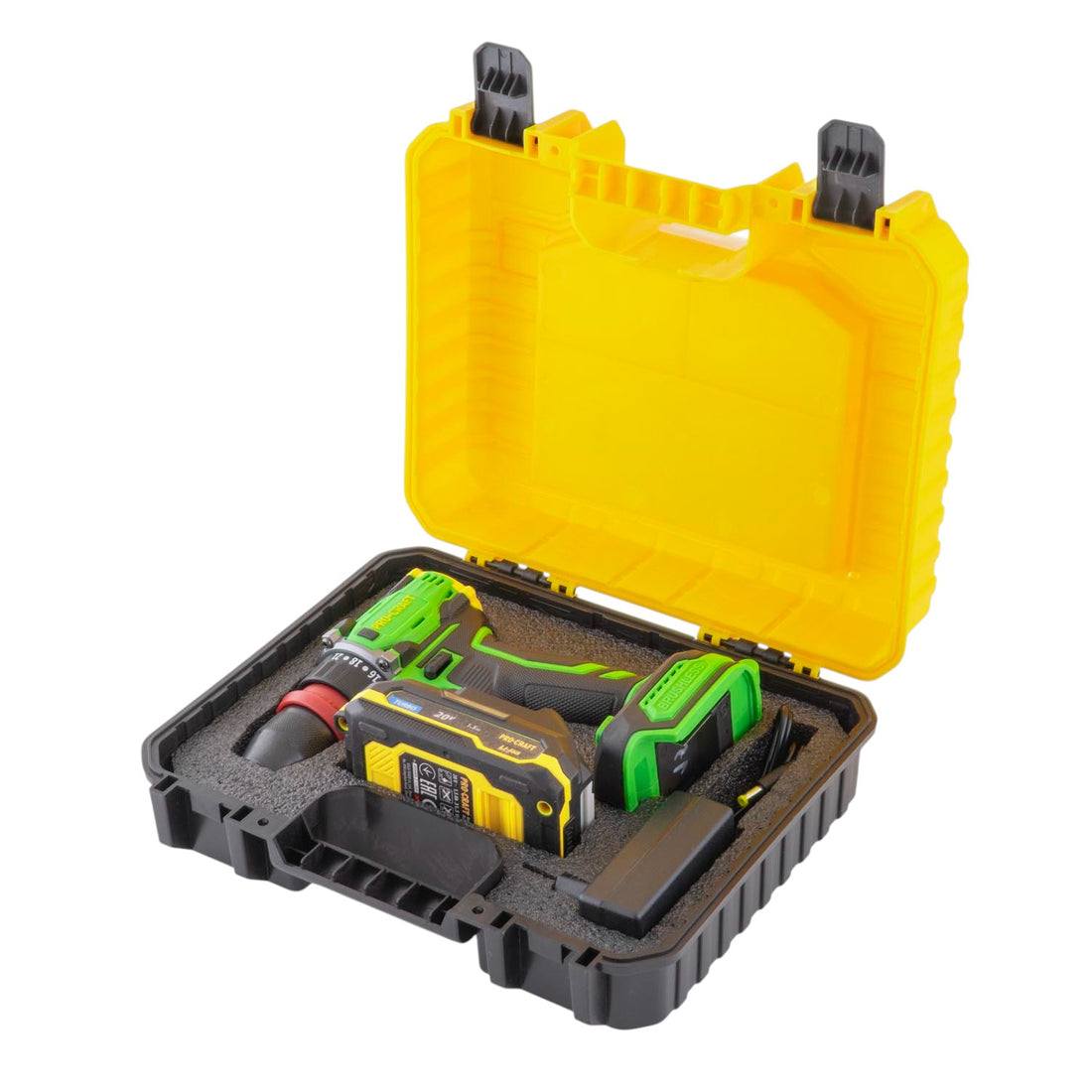 Procraft PA18PRO DFR-1B-C akumulatorowa wiertarko-wkrętarka 20 V 30 Nm bezszczotkowa + 1x akumulator 2,0 Ah + ładowarka + walizka