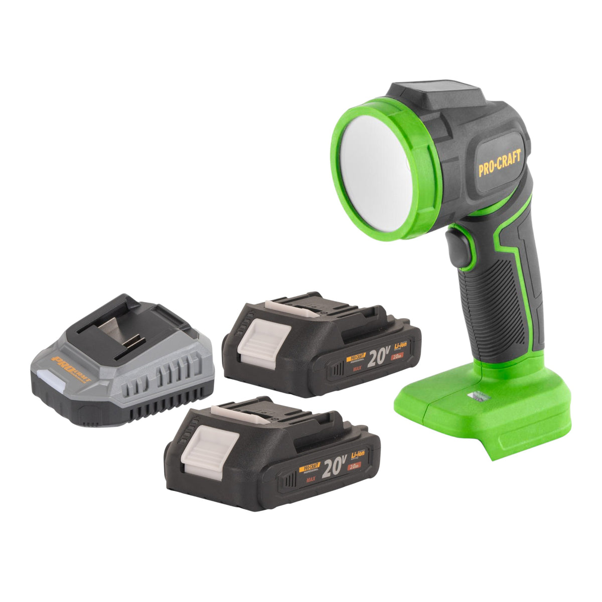 Akumulatorowy reflektor LED Procraft LL18bb 20 V 300 lm + 2x akumulator 2,0 Ah + ładowarka