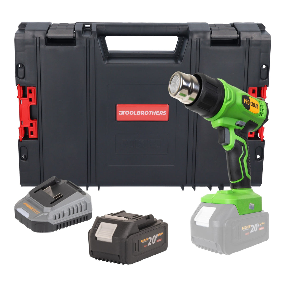 Akumulatorowa opalarka Procraft PH24bb 20 V 50 - 550 °C + 1x akumulator 4,0 Ah + ładowarka + walizka narzędziowa RHINO