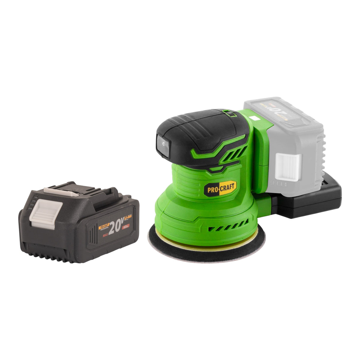 Procraft PX20BLbb akumulatorowa szlifierka mimośrodowa 20 V 125 mm bezszczotkowa + 1x akumulator 4,0 Ah - bez ładowarki