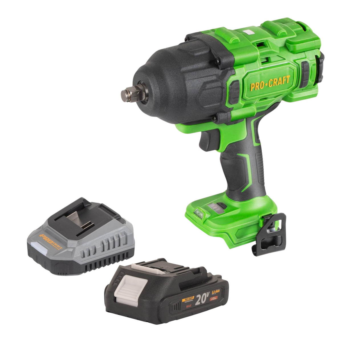 Procraft PWA80bb akumulatorowy klucz udarowy 20 V 1600 Nm 1/2" bezszczotkowy + 1x akumulator 2,0 Ah + ładowarka