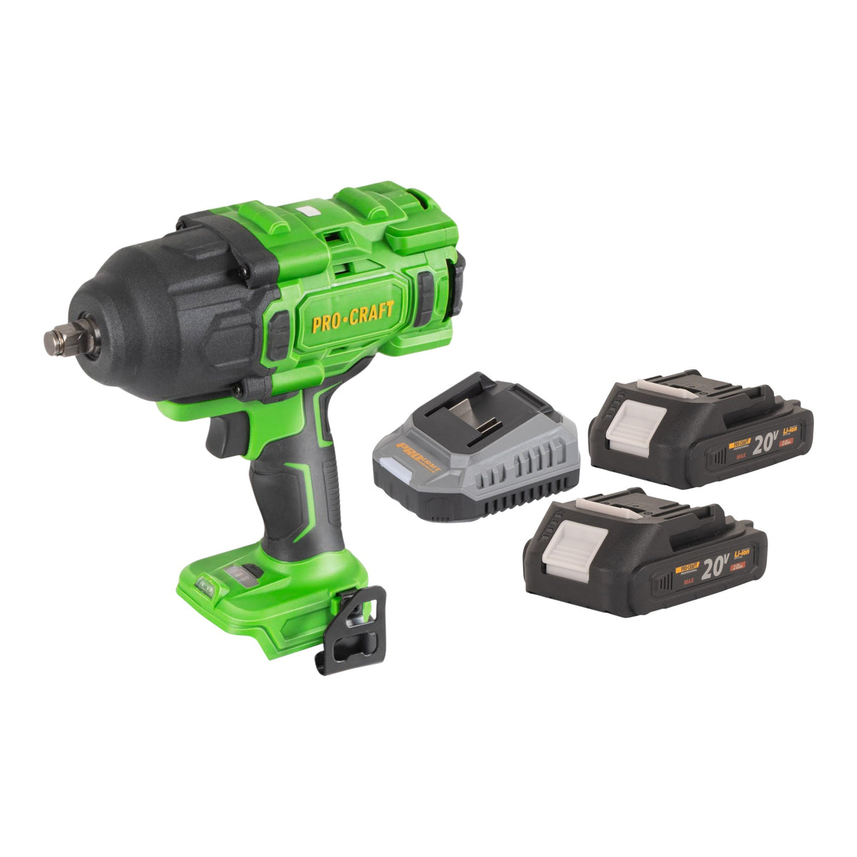 Procraft PWA80bb akumulatorowy klucz udarowy 20 V 1600 Nm 1/2" bezszczotkowy + 2x akumulator 2,0 Ah + ładowarka