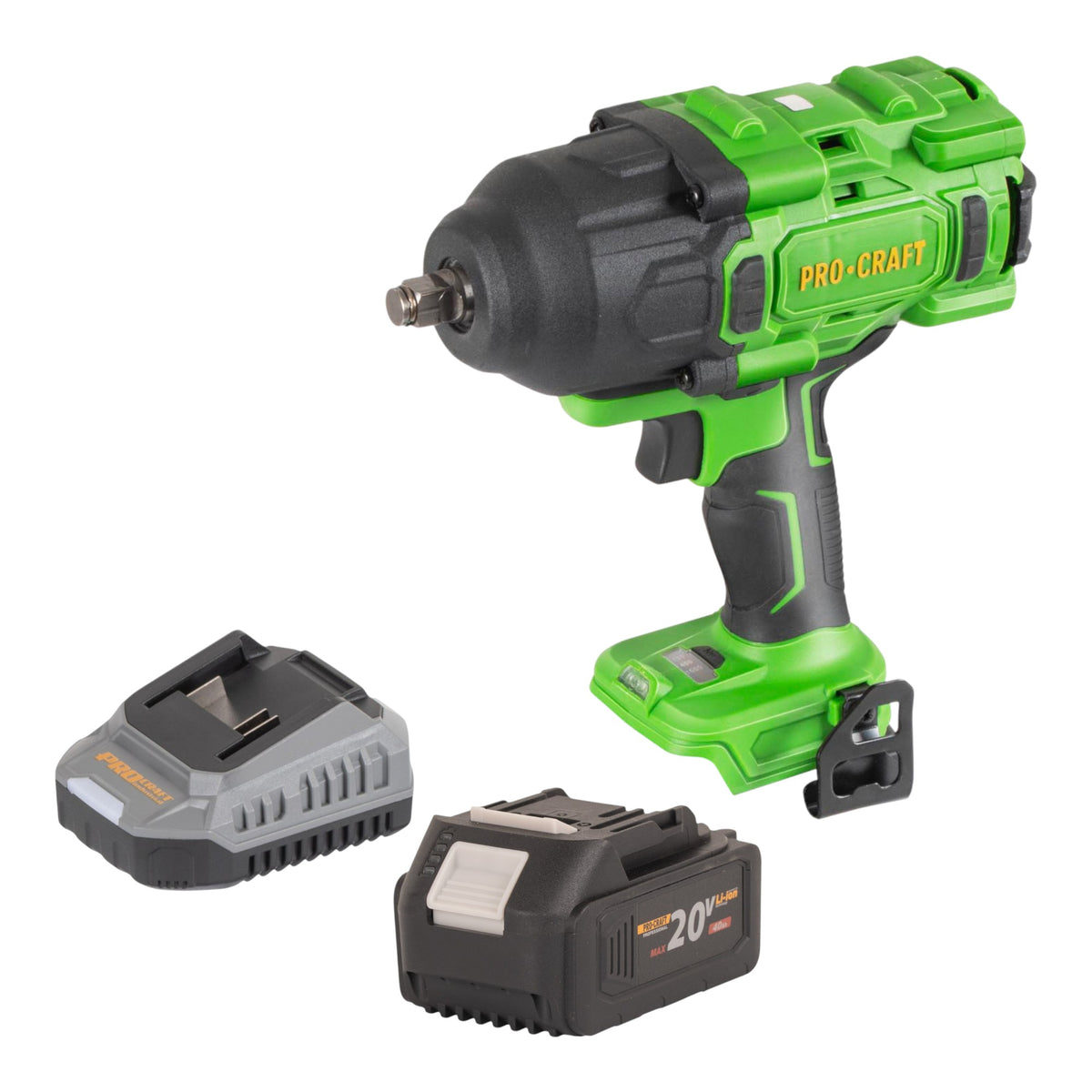 Procraft PWA80bb akumulatorowy klucz udarowy 20 V 1600 Nm 1/2" bezszczotkowy + 1x akumulator 4,0 Ah + ładowarka
