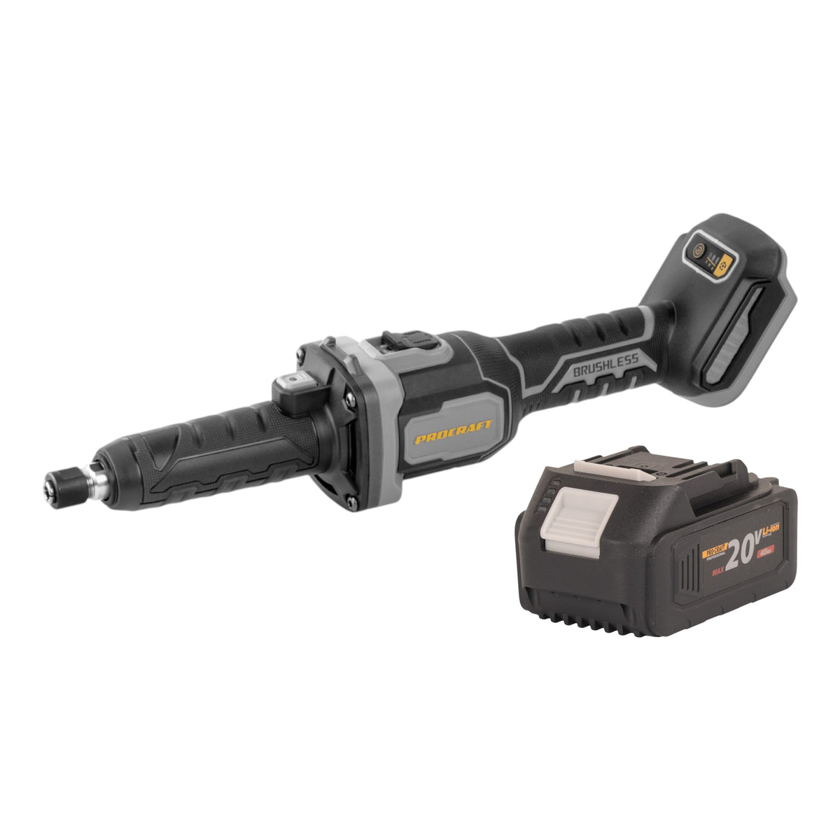 Procraft Industrial DG20A-BB akumulatorowa szlifierka prosta 20 V 6 mm bezszczotkowa + 1x akumulator 4,0 Ah - bez ładowarki