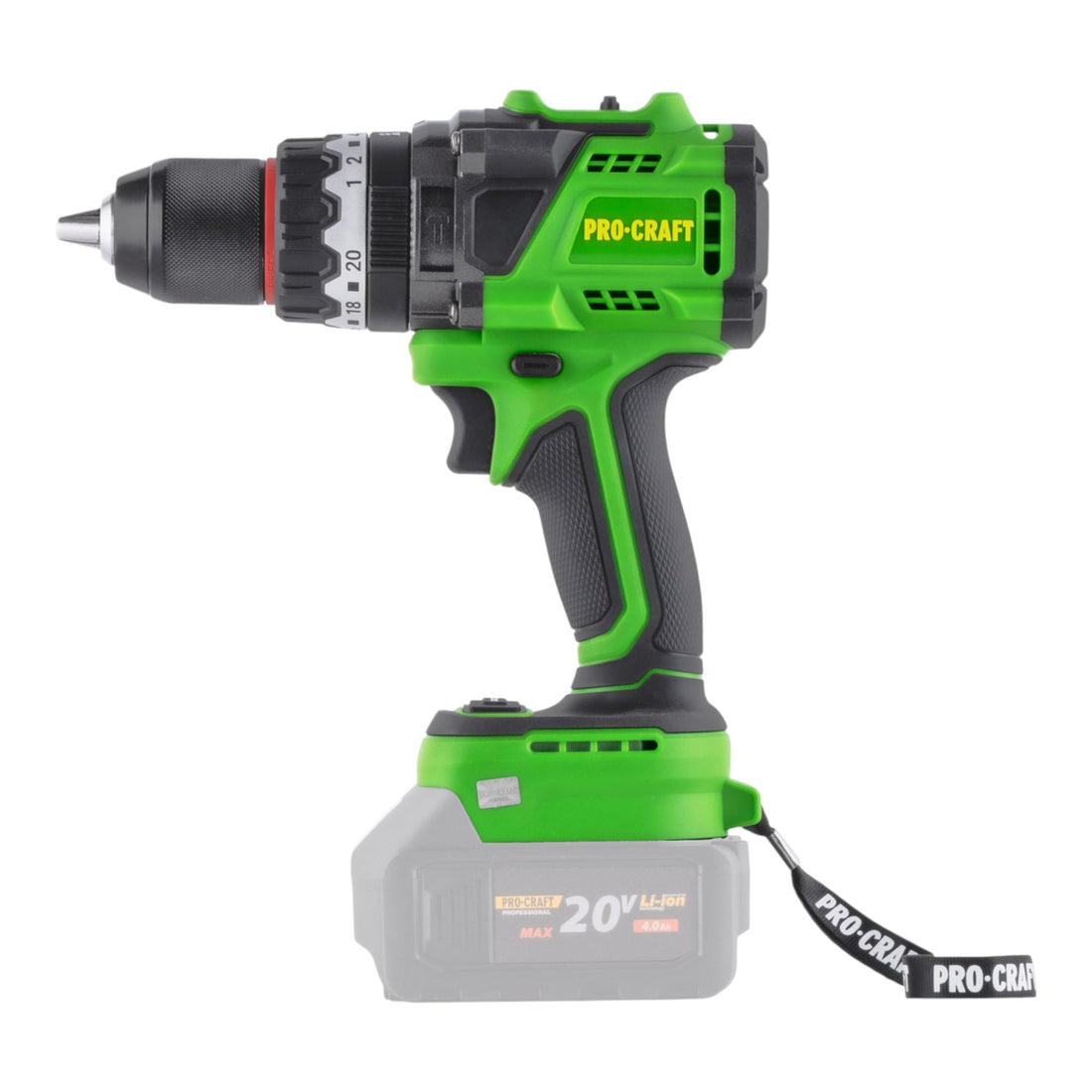 Procraft PA18ProBL-BB akumulatorowa wiertarko-wkrętarka udarowa 20 V 180 Nm bezszczotkowa + 2x akumulator 4,0 Ah + ładowarka + walizka narzędziowa RHINO