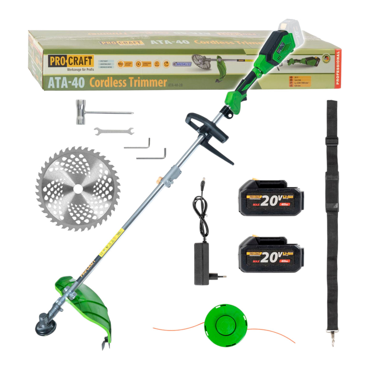 Kosiarka akumulatorowa Procraft ATA-40 20 V 420 mm Brushless + 2x akumulator 4,0 Ah + ładowarka