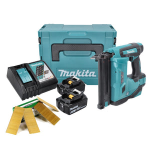 Makita DBN 500 RTJ gwoździarka akumulatorowa 18 V 15-50 mm + 2x akumulator 5,0 Ah + ładowarka + Makpac + gwoździe 50 mm 20000 szt.