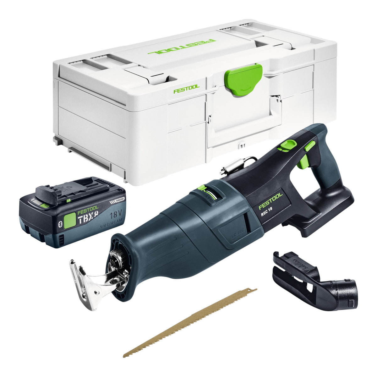 Festool RSC 18 EB-Basic akumulatorowa pilarka szablasta 18 V bezszczotkowa + 1x akumulator 8,0 Ah + szybka ładowarka + systainer