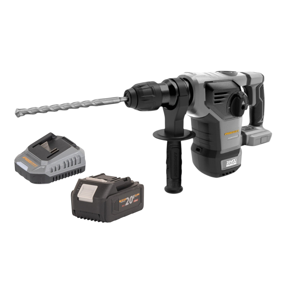 Młotek udarowo-wkrętarski akumulatorowy Procraft Industrial HD20B-BB 20 V 5 J SDS plus Brushless + 1x akumulator 4,0 Ah + ładowarka