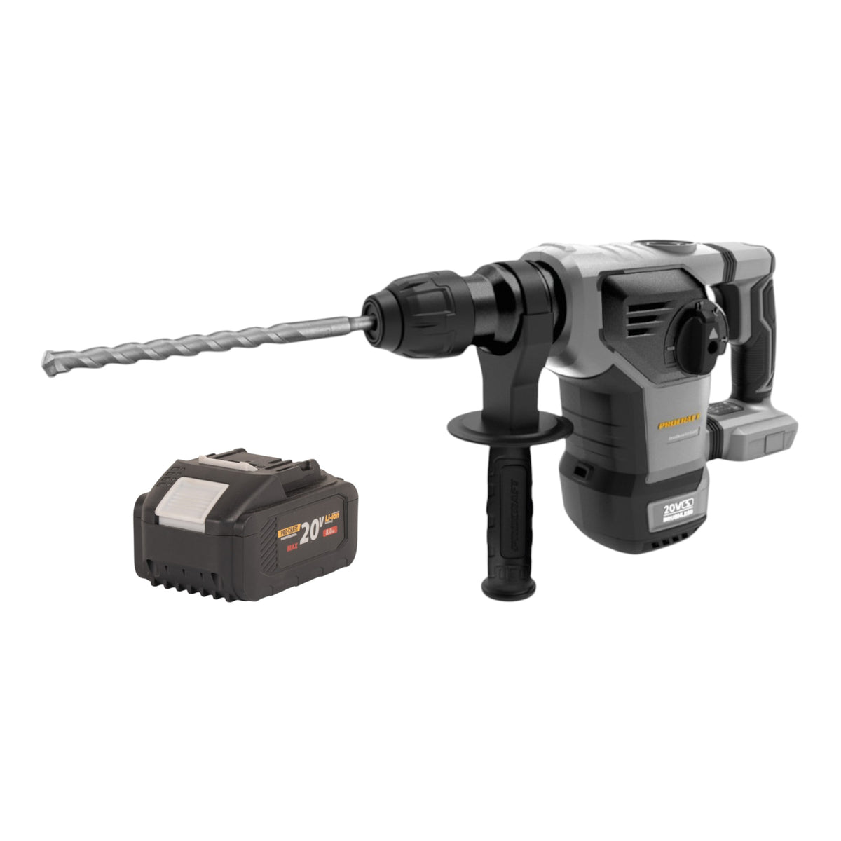 Młotek udarowo-wkrętarski akumulatorowy Procraft Industrial HD20B-BB 20 V 5 J SDS plus bezszczotkowy + 1x akumulator 8,0 Ah – bez ładowarki