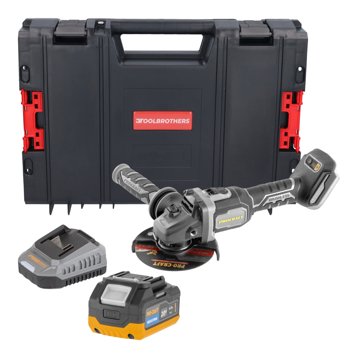 Procraft Industrial AG125Bbb Akumulatorowa szlifierka kątowa 20 V 125 mm Brushless Solo – bez akumulatora, bez ładowarki
