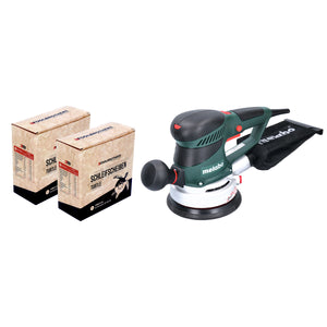 Metabo SXE 450 TurboTec Exzenterschleifer 350 Watt 150 mm ( 600129000 ) + 2x Toolbrothers TURTLE Schleifset 120x Schleifscheiben 150 mm Klett 6 Loch je 20x P40 / P60 / P80 / P120 / P180 / 240