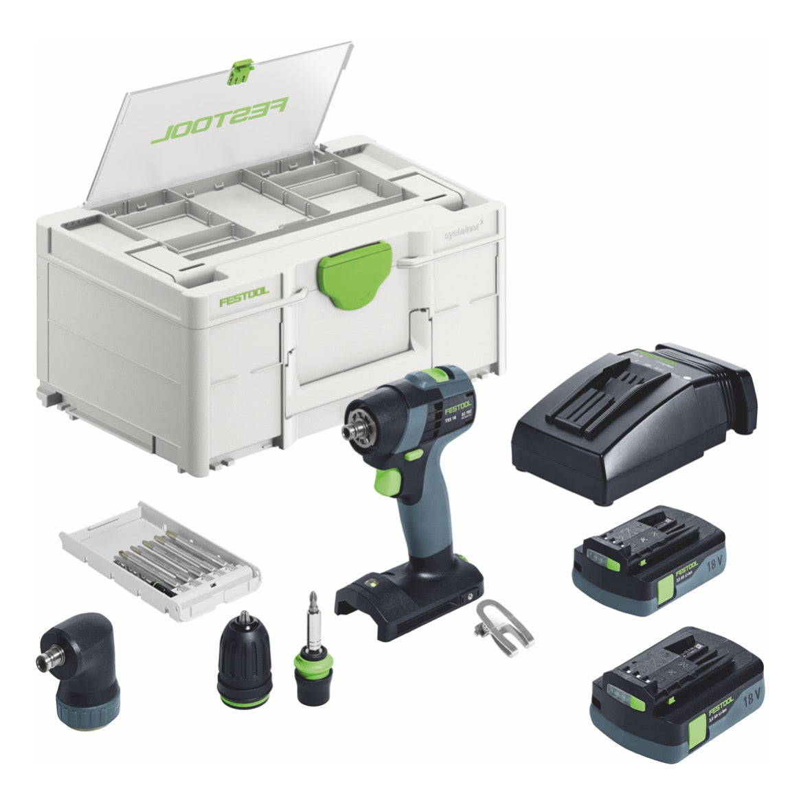 Zestaw Festool TXS 18 C 3.0 akumulatorowa wiertarko-wkrętarka 18 V 40 Nm bezszczotkowa ( 576896 ) + 2x akumulator 3,0 Ah + ładowarka + systainer