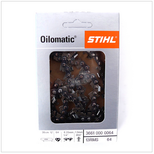 Stihl Sägekette 13RMS (Vollmeißel) 1/4 1,3 64 Glieder für 30 cm Schwert für Carving Schneidgarnitur ( 3661 000 0064 )