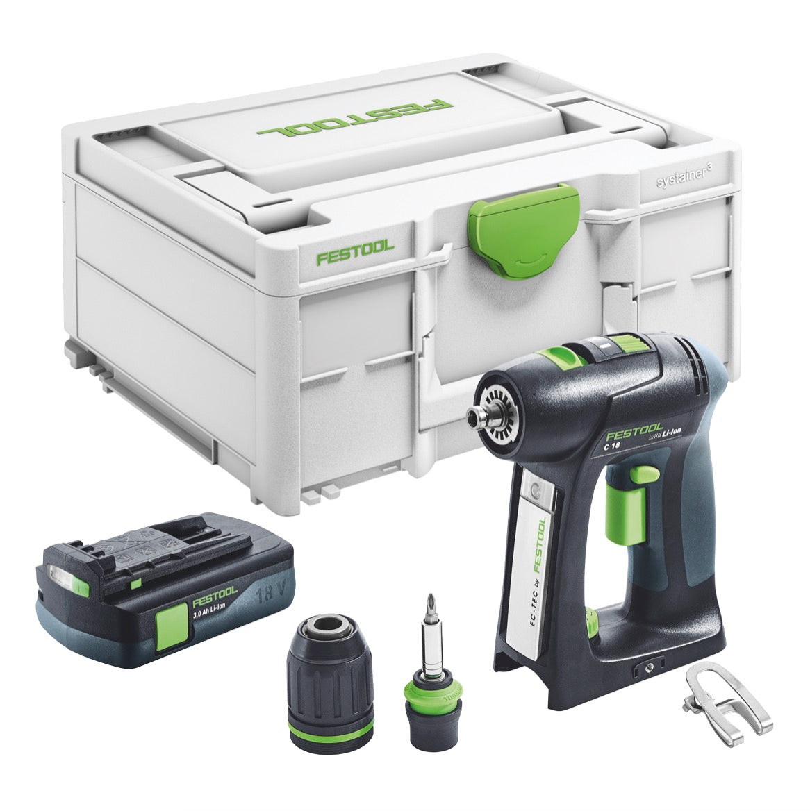 Festool C 18-Basic akumulatorowa wiertarko-wkrętarka 18 V 45 Nm bezszczotkowa + 1x akumulator 3,0 Ah + systainer - bez ładowarki