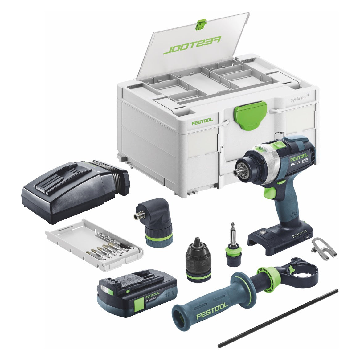 Festool TPC 18/4 I-Basic-Set akumulatorowa wiertarko-wkrętarka udarowa 18 V 75 Nm bezszczotkowa + 1x akumulator 3,0 Ah + ładowarka + systainer