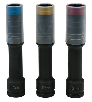 KS TOOLS SlimPOWER Alu-Felgen Kraft-Stecknuss-Satz, extra lang, 3-tlg, 1/2", 17, 19, 21mm ( 515.0622 )