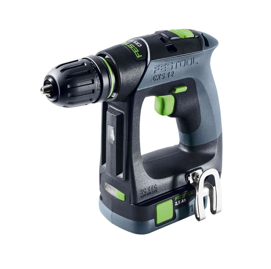 Festool CXS 12 2,5-Plus akumulatorowa wiertarko-wkrętarka 12 V 30 Nm bezszczotkowa ( 576864 ) + 2x akumulator 2,5 Ah + ładowarka + systainer