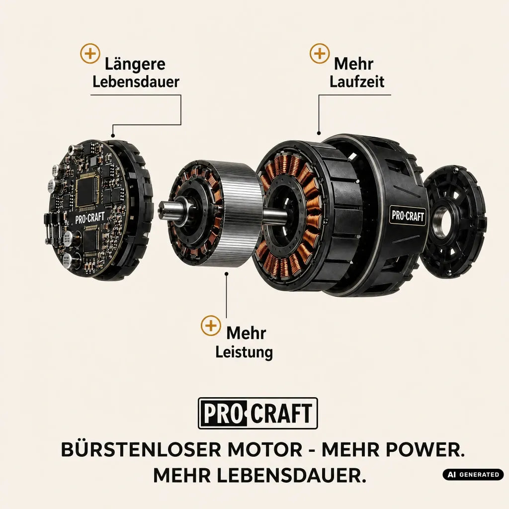 Procraft Industrial AG125Abb Akumulatorowa szlifierka kątowa 20 V 125 mm bezszczotkowa + 2x akumulator 4,0 Ah + ładowarka + walizka narzędziowa RHINO