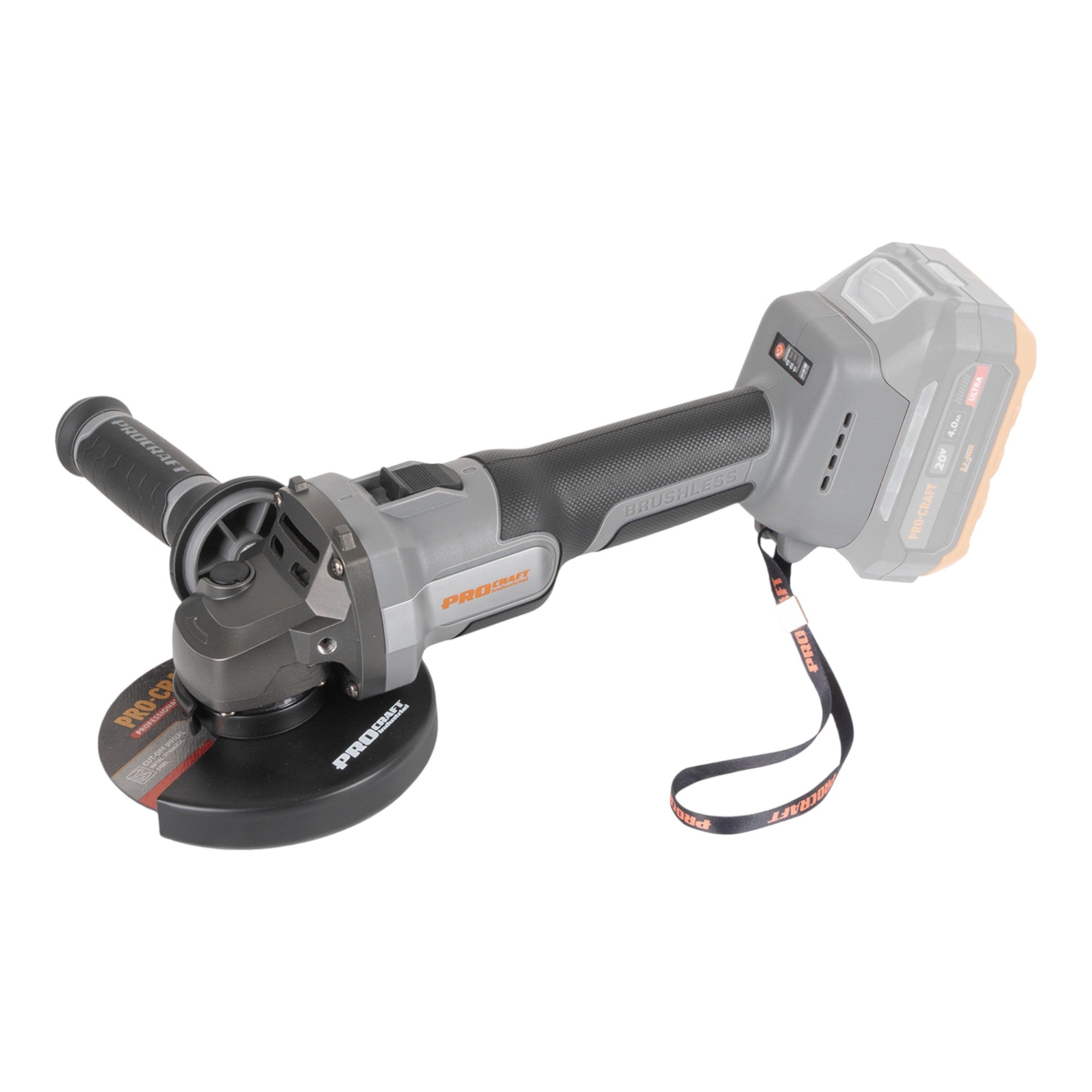 Procraft Industrial AG125Abb Akku Winkelschleifer 20 V 125 mm Brushless Solo - ohne Akku, ohne Ladegerät