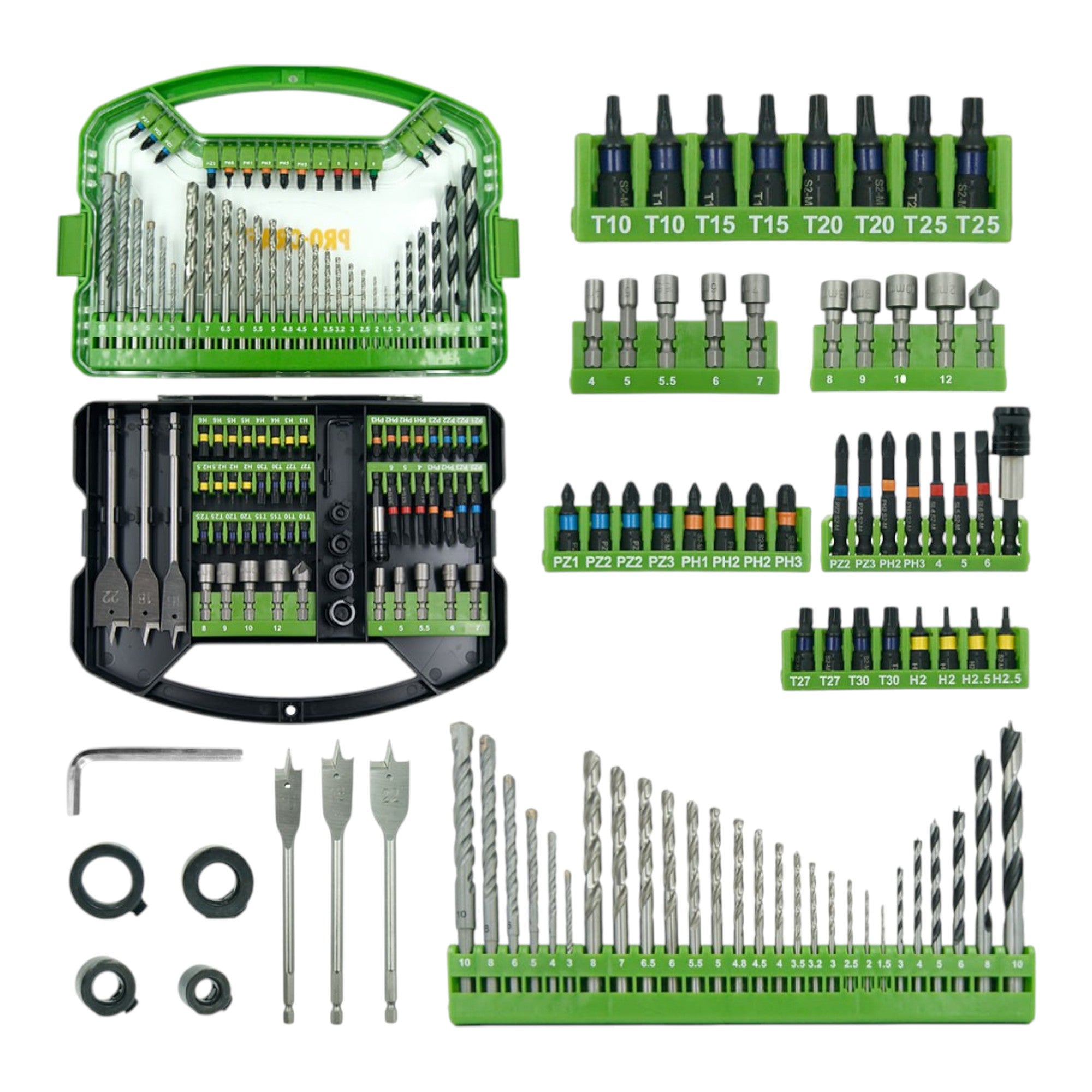 Procraft DBS-101 Bit und Bohrer Set 101 teilig S2 Stahl Phillips / Pozidriv / Torx / Hex / Schlitz / Vierkant