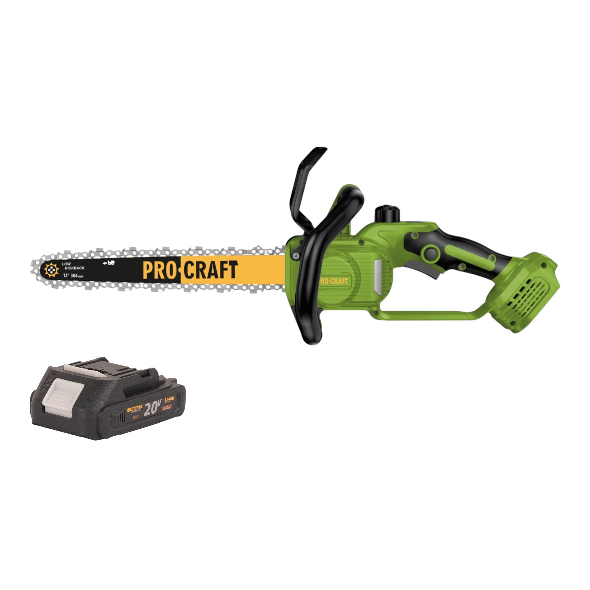 Procraft PKA33-BB Akku Kettensäge 20 V 304 mm Brushless + 1x Akku 2,0 Ah - ohne Ladegerät