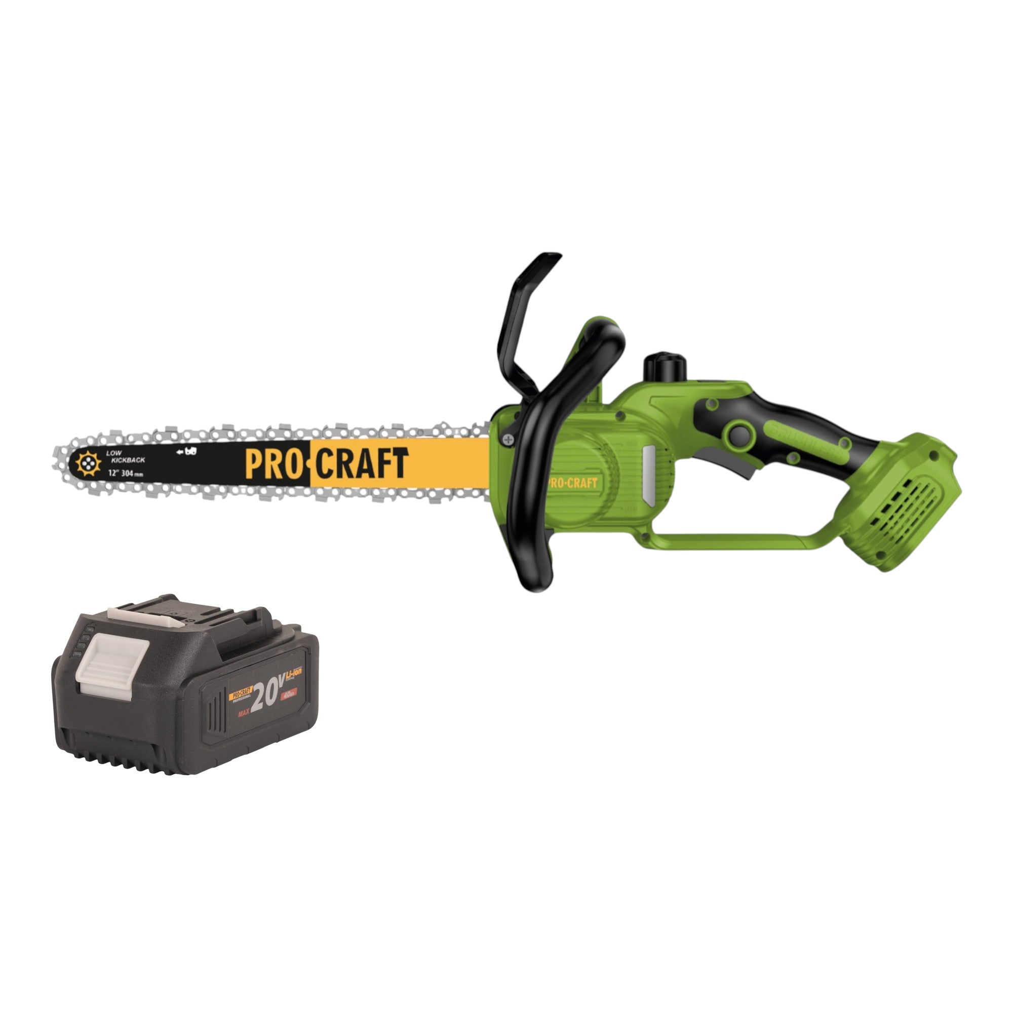 Procraft PKA33-BB Akku Kettensäge 20 V 304 mm Brushless + 1x Akku 4,0 Ah - ohne Ladegerät