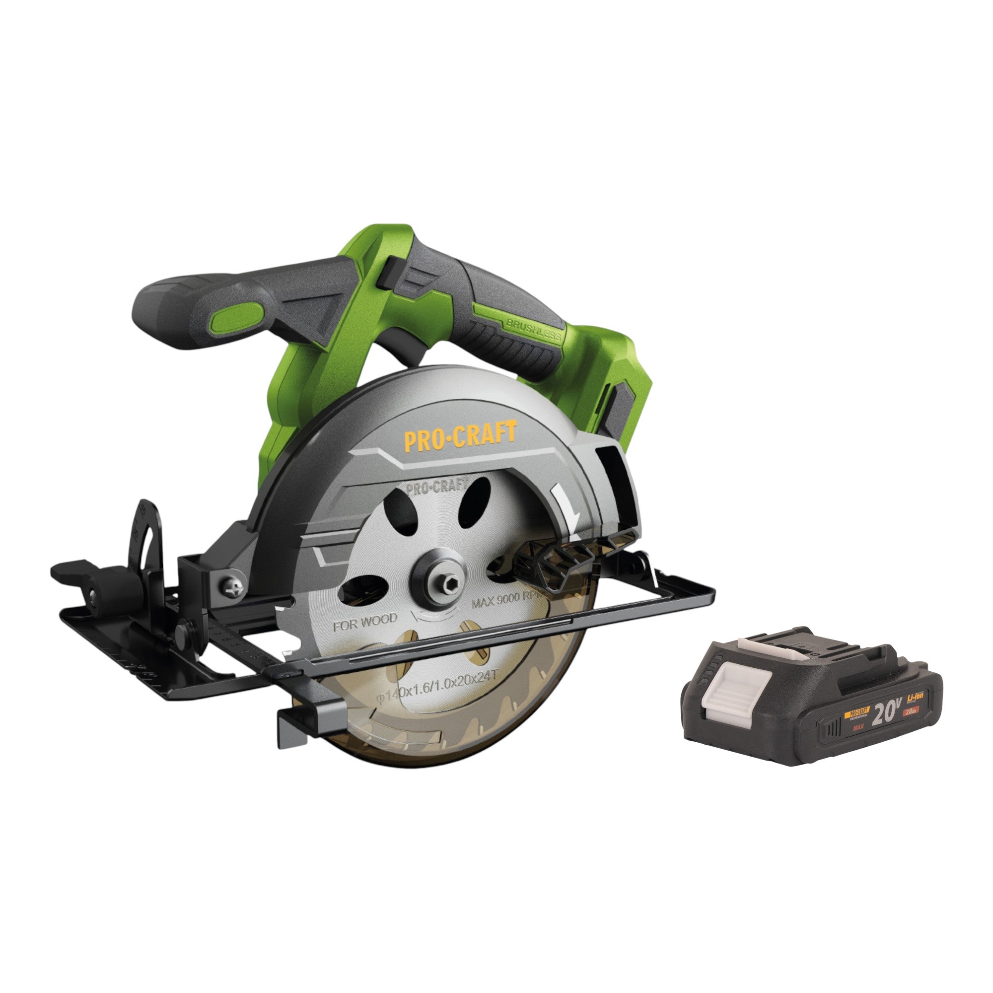 Procraft PCA32-BB Akku Handkreissäge 20 V 165 mm Brushless + 1x Akku 2,0 Ah - ohne Ladegerät