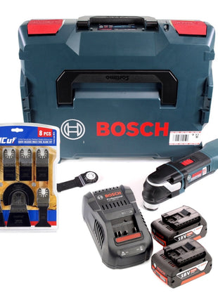 Bosch GOP 18V-28 Akku Multi-Cutter Starlock Plus Brushless + 2x Akku 5,0Ah + Ladegerät + L-Boxx + WellCut MT-8 8tlg. Sägeblätterset - Toolbrothers