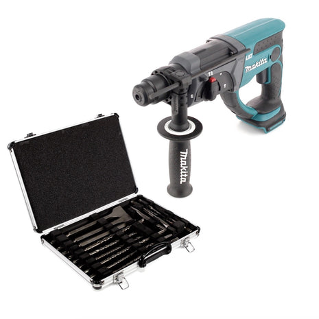 Makita DHR 202 Z 18 V Li-Ion Akku Kombihammer Solo mit SDS Plus + D-42444 SDS-Plus Bohrer-Meißel-Set 17 tlg. im Alu Koffer - Toolbrothers