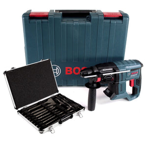 Bosch GBH 18V-20 Professional Akku Bohrhammer mit SDS-Plus Solo in Transportbox + 17tlg. Bohrer und Meißel Set