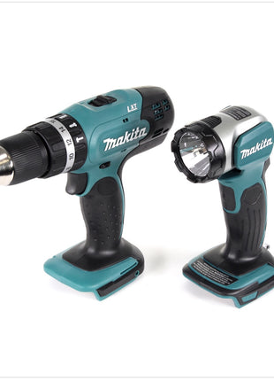 Makita DHP 453 Akku Schlagbohrschrauber 18 V 42Nm im Makpac + DML 802 Akku Lampe + 60 tlg. Bit/Bohrer Set - Toolbrothers