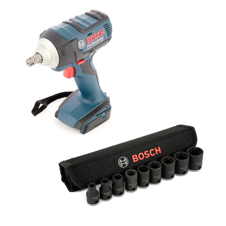 Bosch GDS 18 V-EC 250 Professional Brushless 18 V Akku Dreh Schlagschrauber + 1/2" Steckschlüssel Einsätze Außen Sechskant Nüsse Set 9 tlg. - Toolbrothers