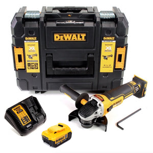 Akumulatorowa szlifierka kątowa DeWalt DCG 405 M1 18V 125mm bezszczotkowa + 1x akumulator 4.0Ah + ładowarka + TSTAK