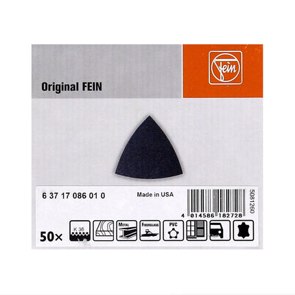 FEIN Delta Schleifblätter ungelocht mit Klett 50 Stück Körnung 36  ( 63717086010 ) - Toolbrothers