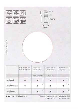 FEIN E-Cut Starlock Plus Sägeblatt Universal 10 Stk. 60 x 28 mm ( 63502151240 ) BI-Metall - Toolbrothers