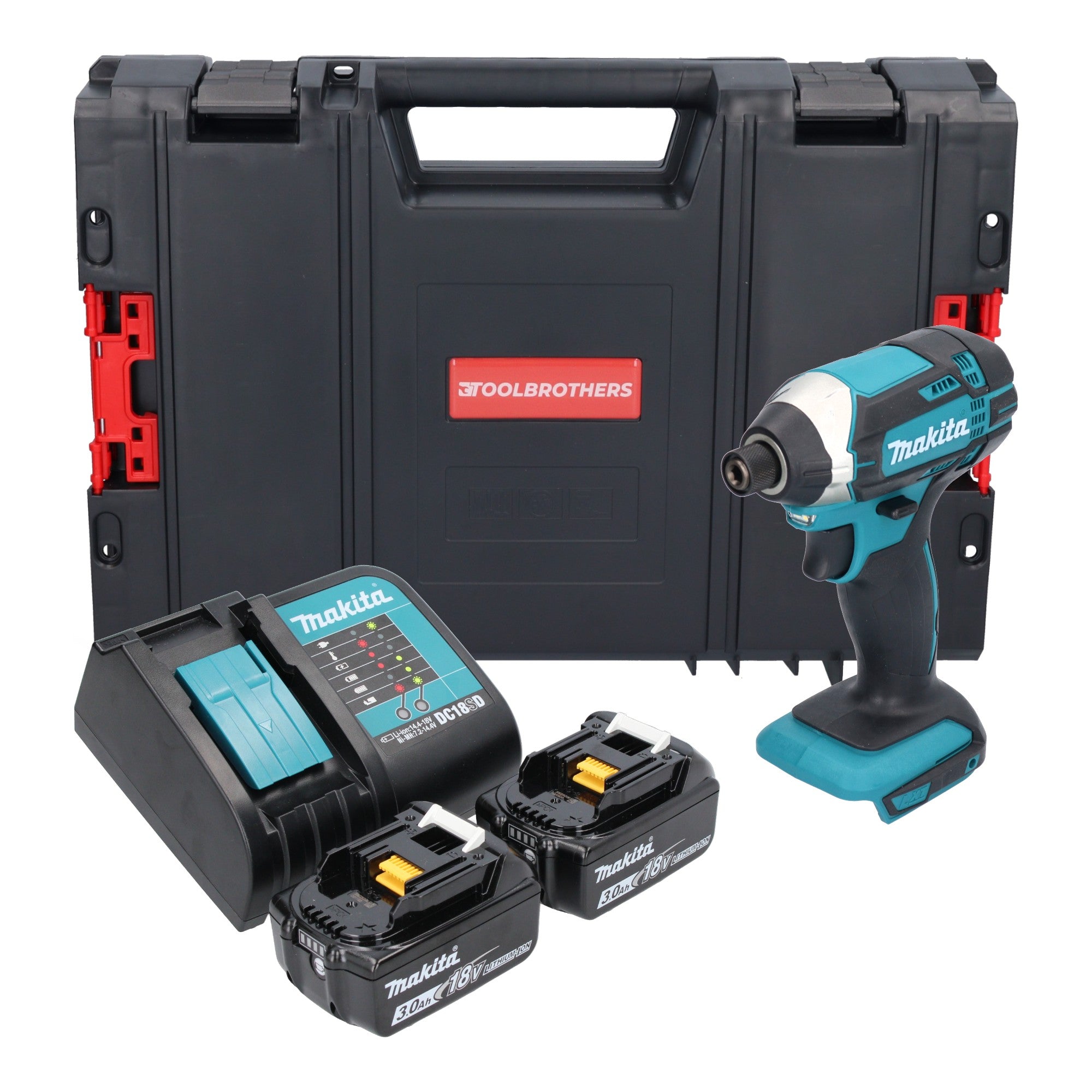 Makita DTD 152 SFJ R Akku Schlagschrauber 18 V 165 Nm 1 4 2x Akku 3 0 Ah Ladegeraet RHINO 0 - toolbrothers