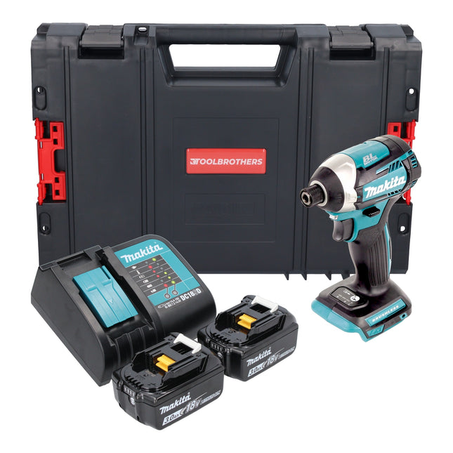 Makita DTD 154 SFJ-R akumulatorowy klucz udarowy 18V 1/4" 175Nm bezszczotkowy + 2x akumulator 3,0 Ah + ładowarka + RHINO