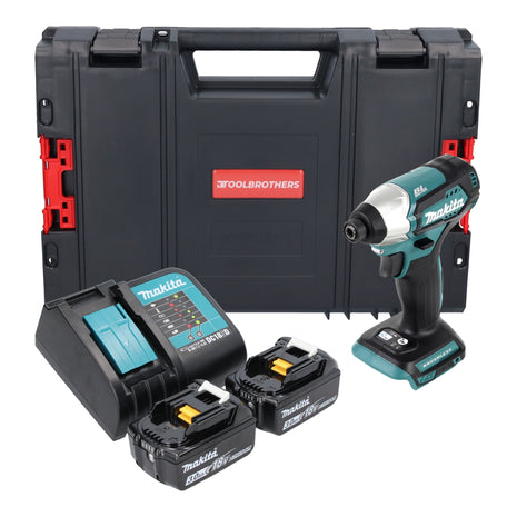 Makita DTD 155 SFJ-R Akku Schlagschrauber 18 V 140Nm Brushless + 2x Akku 3,0 Ah + Ladegerät + RHINO