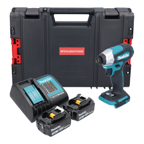 Makita DTD 157 SFJ-R akumulatorowy klucz udarowy 18 V 140 Nm 1/4" bezszczotkowy + 2x akumulator 3,0 Ah + ładowarka + RHINO