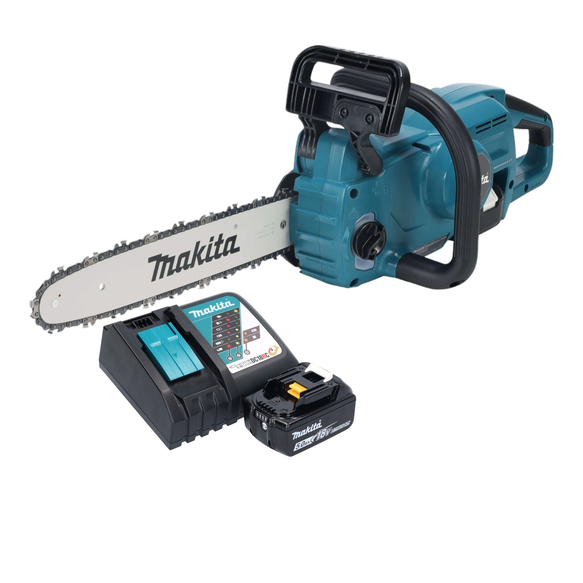 Makita DUC 357 RTX3 Akku Kettensaege 18 V 35 cm Brushless 1x Akku 5 0 Ah Ladegeraet 0 - toolbrothers