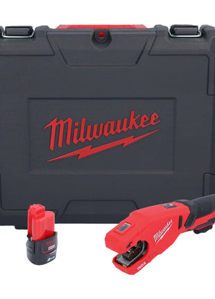 Milwaukee M12 PCSS-201C Akku Edelstahl Rohrabschneider 12 V 12 - 28 mm + 1x Akku 2,0 Ah + Koffer - ohne Ladegerät